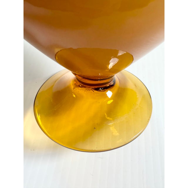 Mid 20th Century Empoli Art Glass Swung Vase Honey Amber, Cristalleria Fratelli Betti For Sale - Image 11 of 12
