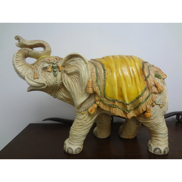 Large Hollywood Regency Polychrome Elephant Sculpture For Sale - Image 12 of 12