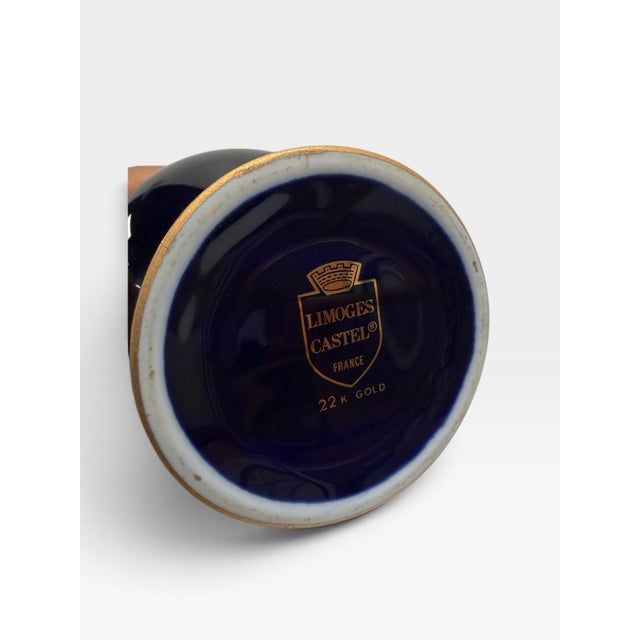 Ceramic French Limoges Castel Cobalt Porcelain Miniature Amphora Vase – Fragonard Scene For Sale - Image 7 of 7
