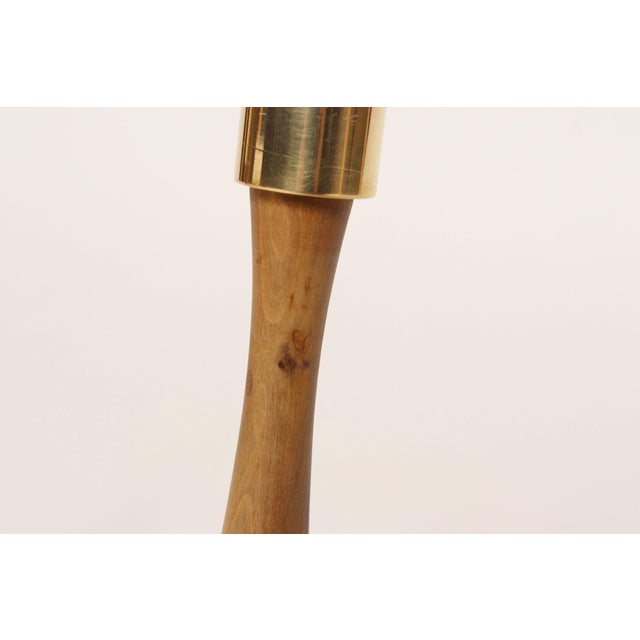 Pair of Sculptural Vintage Austrian Brass and Walnut Candlesticks For Sale - Image 12 of 18
