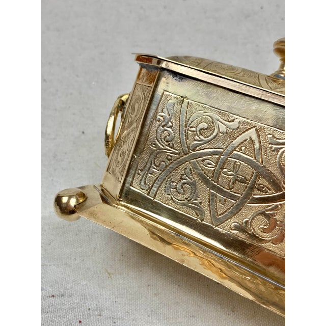 Vintage Etched Brass Box With Handles Chairish