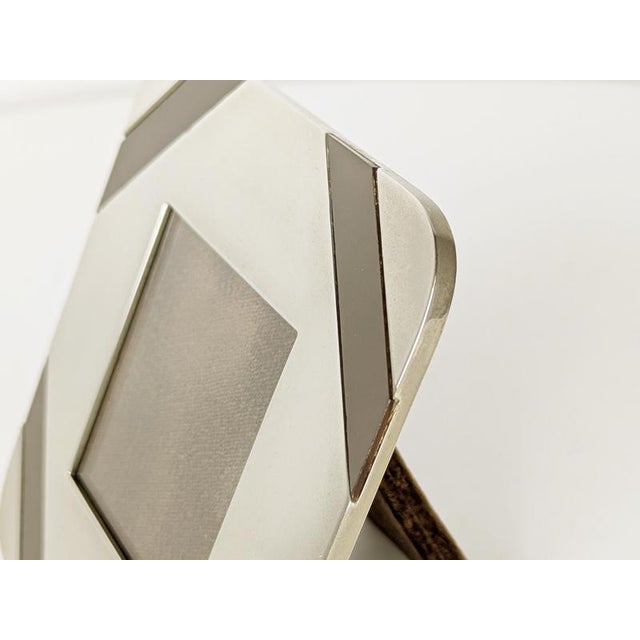 1970s Small Italian Nickel Plated Metal & Velvet Picture Frame from Tommaso Barbi, 1970s For Sale - Image 5 of 10