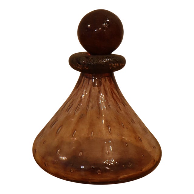 Murano Glass Bottle with Amethyst Bubbles, 1950s For Sale