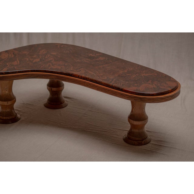 Brown Boomerang-Shaped Coffee Table, Belgium, 1970 For Sale - Image 8 of 11