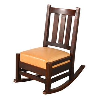L. & J. G. Stickley Antique Mission Arts & Crafts Mahogany Rocking Chair, Circa 1902 For Sale