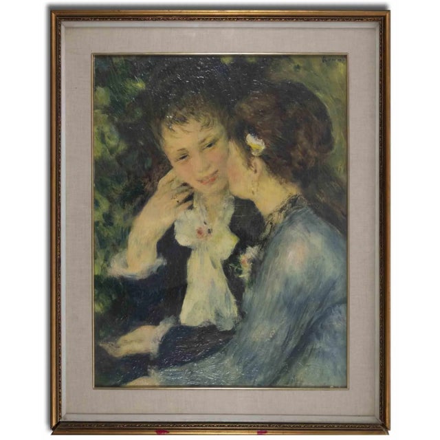After Pierre Auguste Renoir, Confidences, Mid-20th-Century, Oil on Canvas For Sale - Image 4 of 4