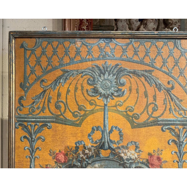 Pair of Large 19th Century Hand Painted Wall Panels on Canvas in Gilt Frames For Sale In Dallas - Image 6 of 12