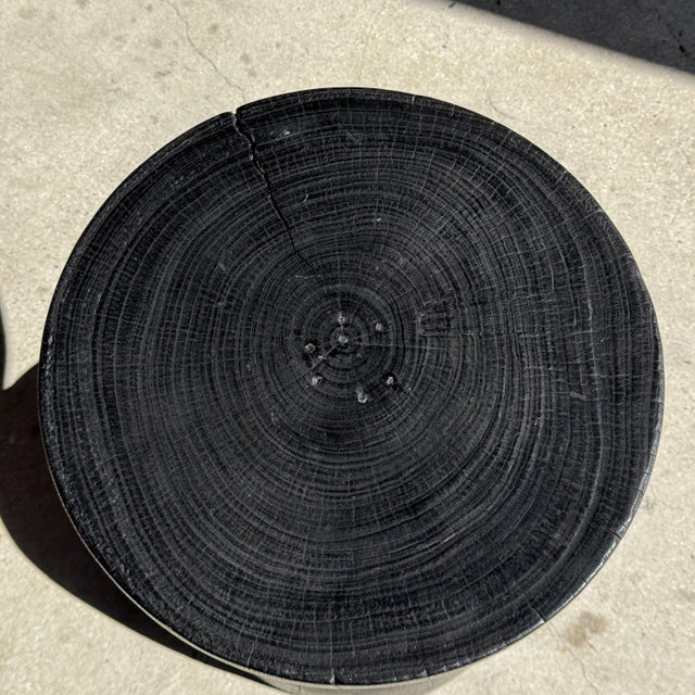 Wood Side Table in Black, 1980s For Sale - Image 7 of 11