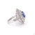 Blue 2.58 Carat Old European Cut Diamond Blue Sapphire Gold Ring, Size 6.5 For Sale - Image 8 of 9