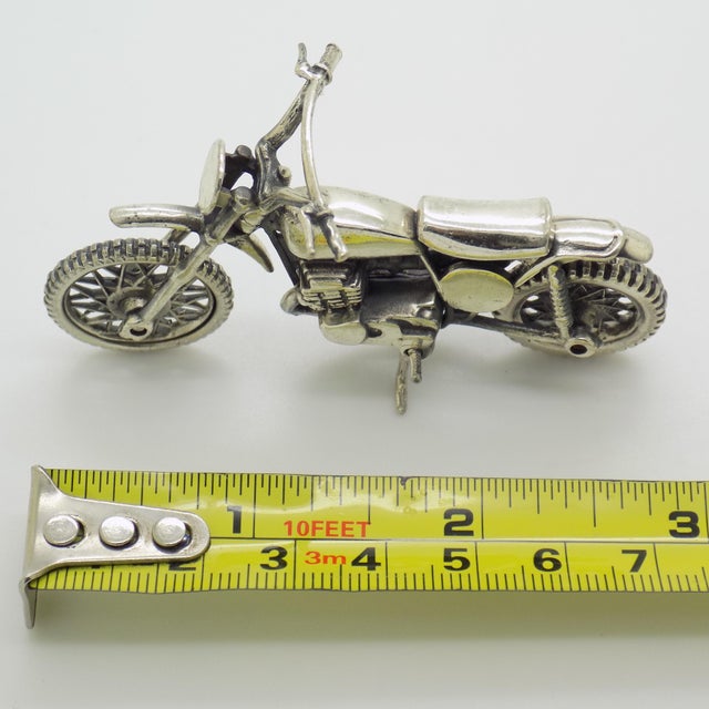 Vintage Italian Handmade Genuine Sterling Silver 925 Large Motorcycle Bike Sculpture Figurine For Sale - Image 11 of 11
