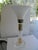 This is a large cool Mid-Century 1960s modern clear and frosted Lucite and brass banded Lamp with a frosted urn shape...