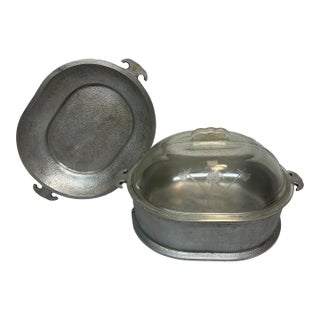 1940s Guardian Service Vintage Double Oval Roaster W/ Glass Lid - 3 pcs For Sale