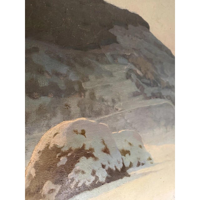 Lajos Kozma Lajos Barkász, High Mountains – Steep Rock Face with Glacier, Oil Painting on Canvas, Framed For Sale - Image 4 of 11