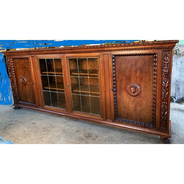 Long Library in the Neo-Renaissance style. 19th century. Practical, spacious furniture with shelves for books or other...