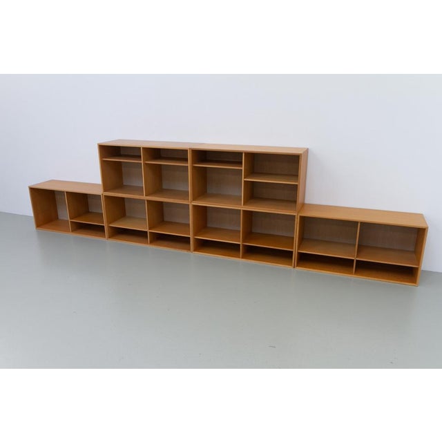 Danish Modern Modular Oak and Hessian Bookcase from HG, 1970s, Set of 6 For Sale - Image 10 of 18