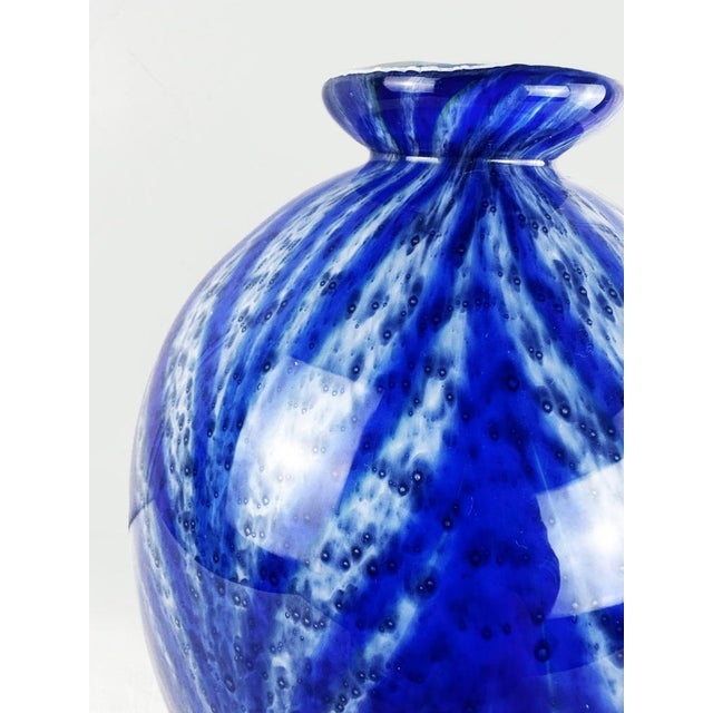 Vintage Cobalt Blue Murano Glass Bowl with Abstract Animal Pattern, 1980s For Sale - Image 4 of 14