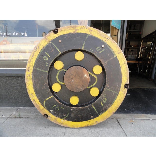 Black Vintage Industrial Gear Mold – Patinated Wood Sculpture From Portland Cement Factory For Sale - Image 8 of 11