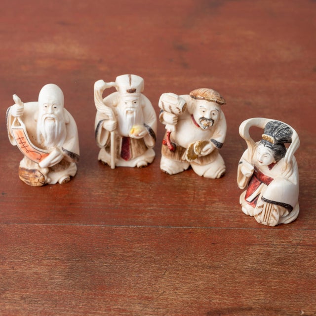 Japanese Set of Seven Netsuke Figures For Sale - Image 3 of 8