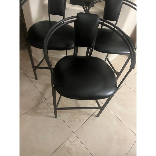 Post-Modern Black Metal Barstools -Set of Three For Sale In Phoenix - Image 6 of 11