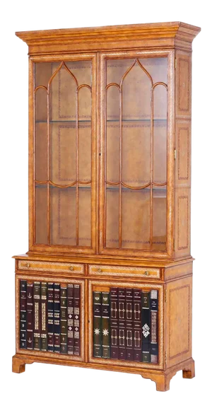 Mid-Century Leather Covered Bookcase or Cabinet
