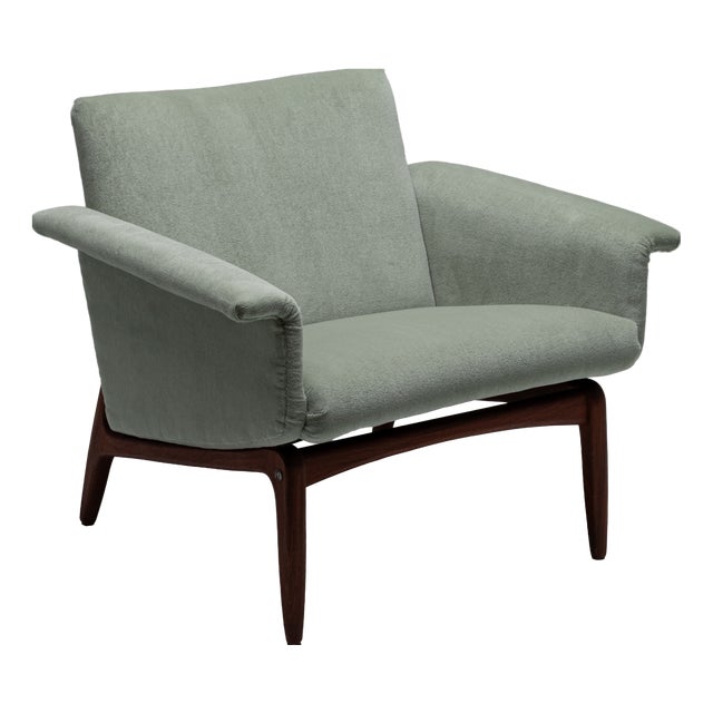 Vintage Danish Chair in Green Wool Velvet, 1960s For Sale