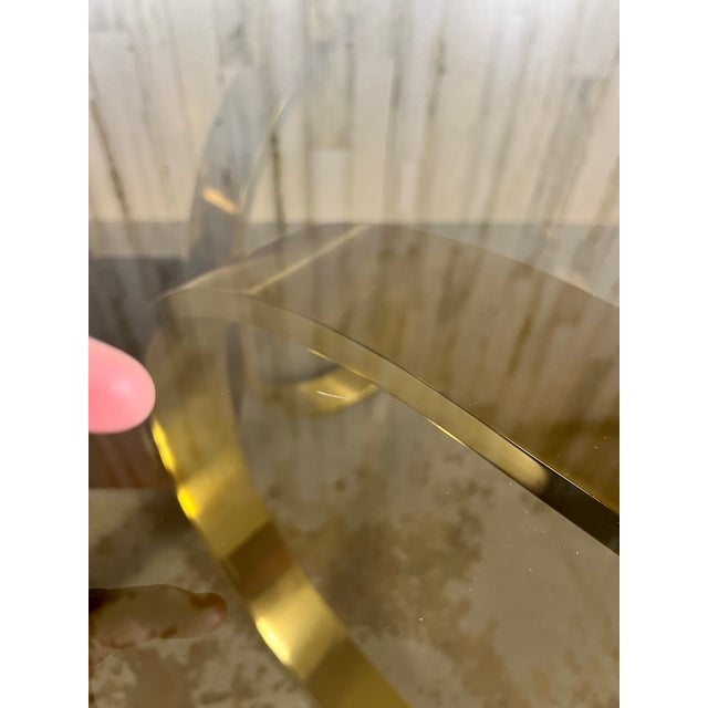 1980s Mastercraft Style Brass, Burl, & Smoked Glass Dining Table For Sale - Image 12 of 13