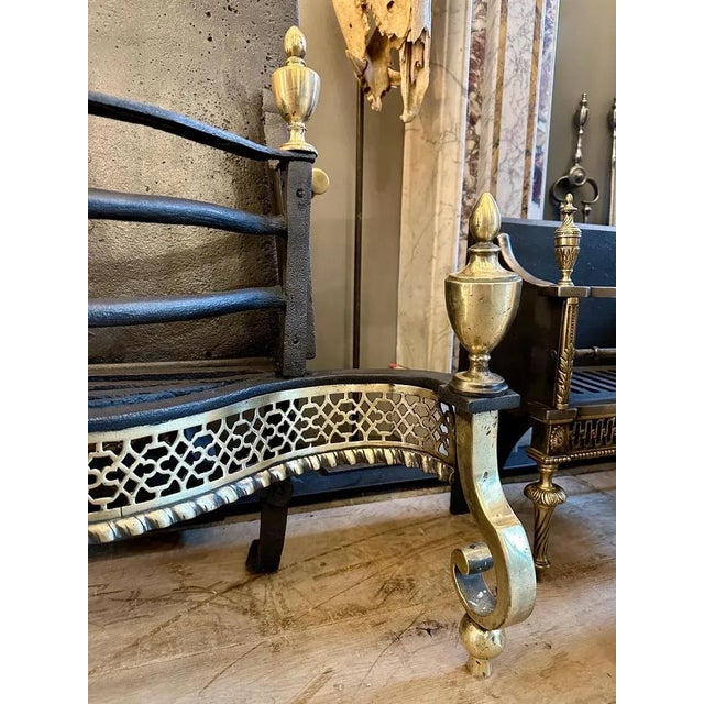 Early 19th Century Early 19th Century Georgian Wrought Iron and Brass Fire Grate, 1810s For Sale - Image 5 of 10
