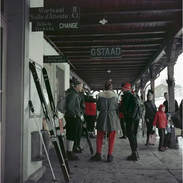 Slim Aarons, Gstaad Station, 1961 / 2020s, Limited Edition Estate Stamped Photographic Print For Sale