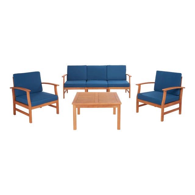 Parcer 4 Piece Living Set - Natural/Navy For Sale