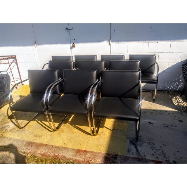 Knoll Late 20th Century Knoll Brno Tubular Leather Armchair For Sale - Image 4 of 8