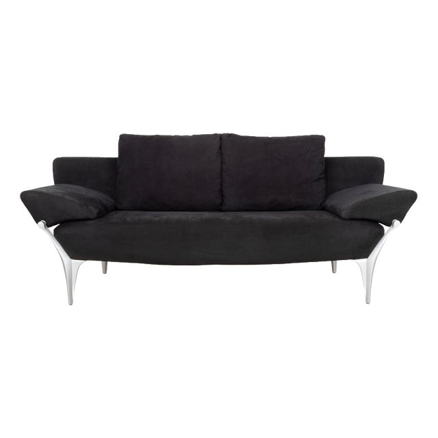1600 Two-Seater Sofa in Black Fabric from Rolf Benz For Sale