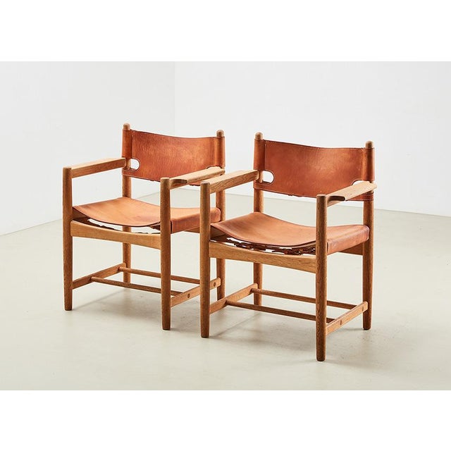 1970s Spanish Model 3238 Dining Chairs by Børge Mogensen for Fredericia Stole Fabrik, Denmark, 1964, Set of 2 For Sale - Image 5 of 13