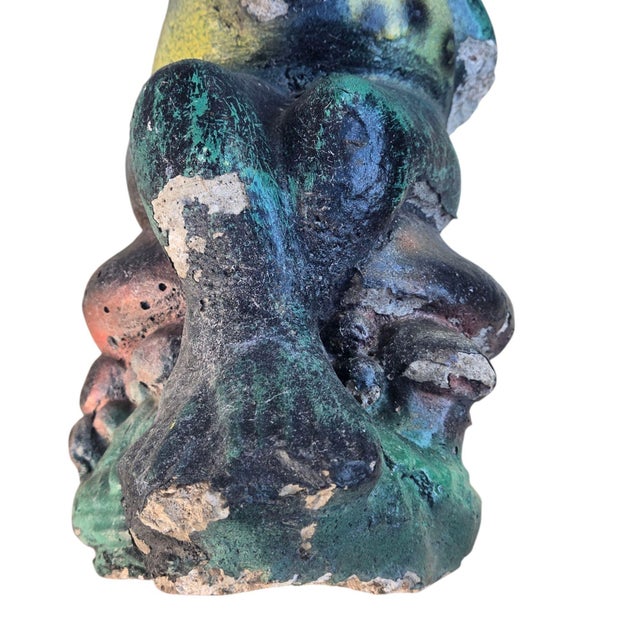 Anthropomorphic Adoring Frog Mushroom Cement Sculpture Yard Art Loving Statue For Sale - Image 9 of 18