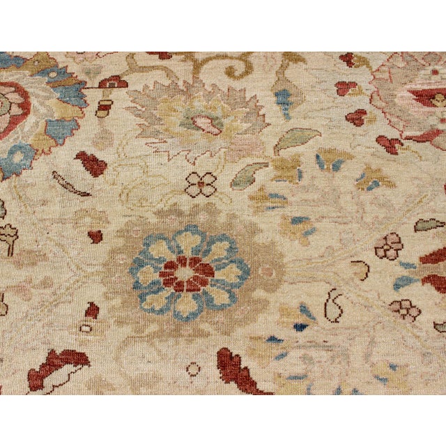 Vintage Persian Sultanabad Rug on Ivory Field With Hints of Red and Blue 11'1"x14'6" For Sale - Image 10 of 11