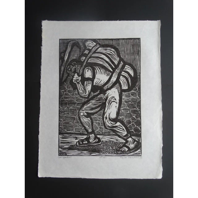 1968 "The Porter" Byron Randall Modernist Abstract Woodcut First Edition Print For Sale - Image 4 of 6
