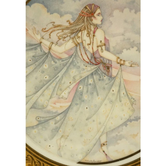 Art Nouveau Style Porcelain Plates with Ladies Motif and Gilt Edges by Umberto Banchelli for Manufacture Seltmann Weiden, Bavaria, 1980s, Set of 4 For Sale - Image 12 of 18