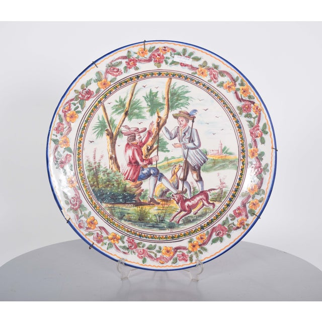 Green Large Portuguese Earthenware Plate from Sant'Aana, 1920s For Sale - Image 8 of 8