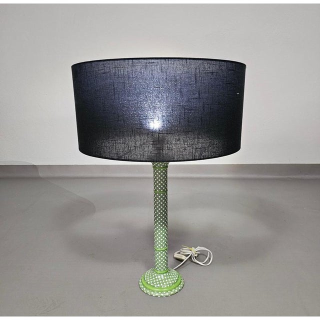 Green Green Glazed Ceramic Table Lamp with Webbing Pattern For Sale - Image 8 of 16