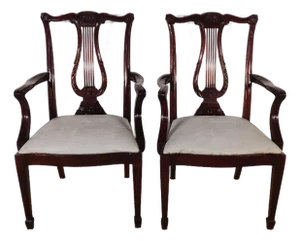 Pair Circa. 2003 Henkel Harris Mahogany Model #118a Arm Dining Chairs