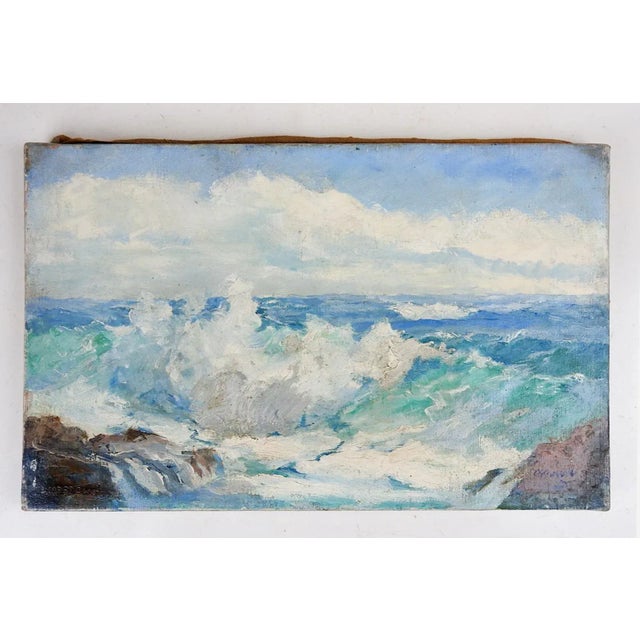 Vintage Mid 20th Century California Impressionist Seascape Painting For Sale - Image 4 of 5