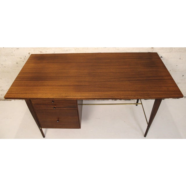 Mid-Century Modern Mid 20th Century Mahogany and Brass Desk Designed by Paul McCobb for Calvin Furniture For Sale - Image 3 of 14