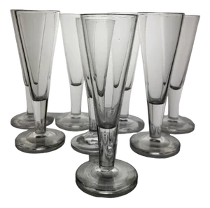 Crystal Champagne Flutes, 19th Century, Set of 8