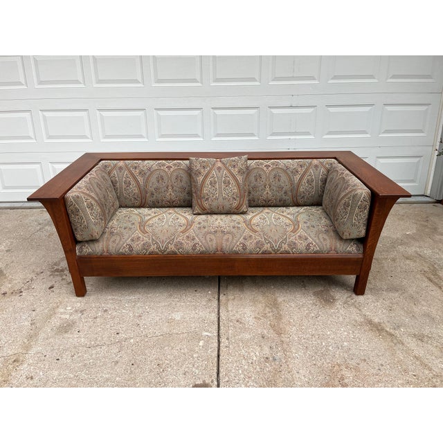 2000 - 2009 Stickley Mission Oak Arts & Crafts Prairie Sofa For Sale - Image 5 of 12