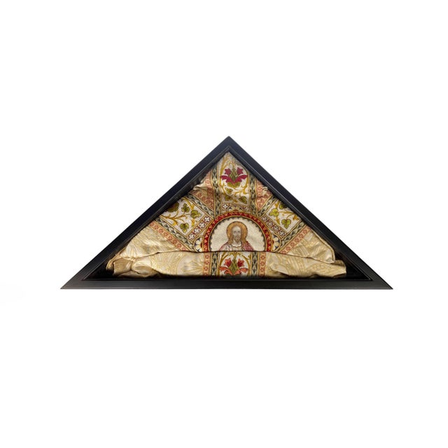 Textile 1920s Catholic Chasuble Priest Robe Framed For Sale - Image 7 of 7