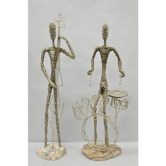 Vintage Mid Century Modern Brutalist Wire Musician Band Figure Sculpture - Set of 2 For Sale - Image 17 of 17