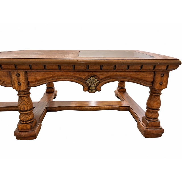 Vintage Mediterranean Revival Parquet-Pattern Wood and Smoked Glass Coffee Table For Sale - Image 16 of 18