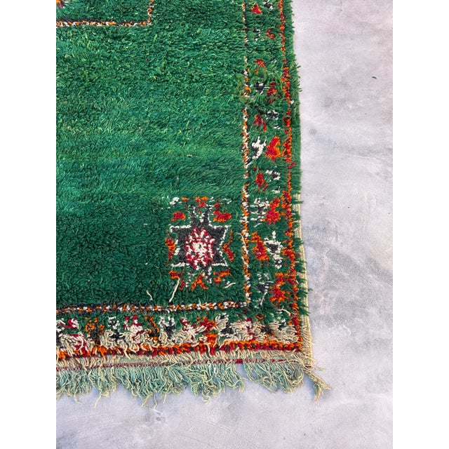 Tribal Green Moroccan Area Rug - 6'9" X 12'2" Ft For Sale - Image 3 of 9