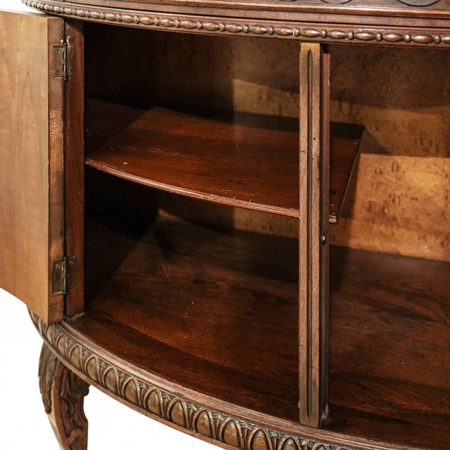 1930s Burr Walnut Louis XVI Revival Demilune Wood Cabinet For Sale In West Palm - Image 6 of 7