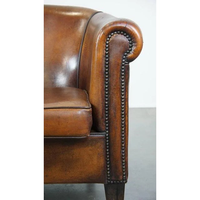 Vintage Club Chair in Cognac-Colored Sheep Leather For Sale - Image 10 of 17
