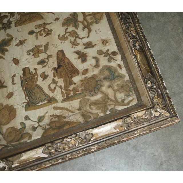 17th Century English Charles II Stumpwork Needlework Picture, 1650 For Sale - Image 5 of 18